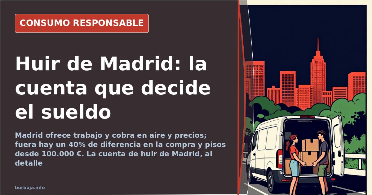 Calle de Madrid con tráfico denso al atardecer, imagen del debate sobre huir de Madrid y buscar calidad de vida y precios más