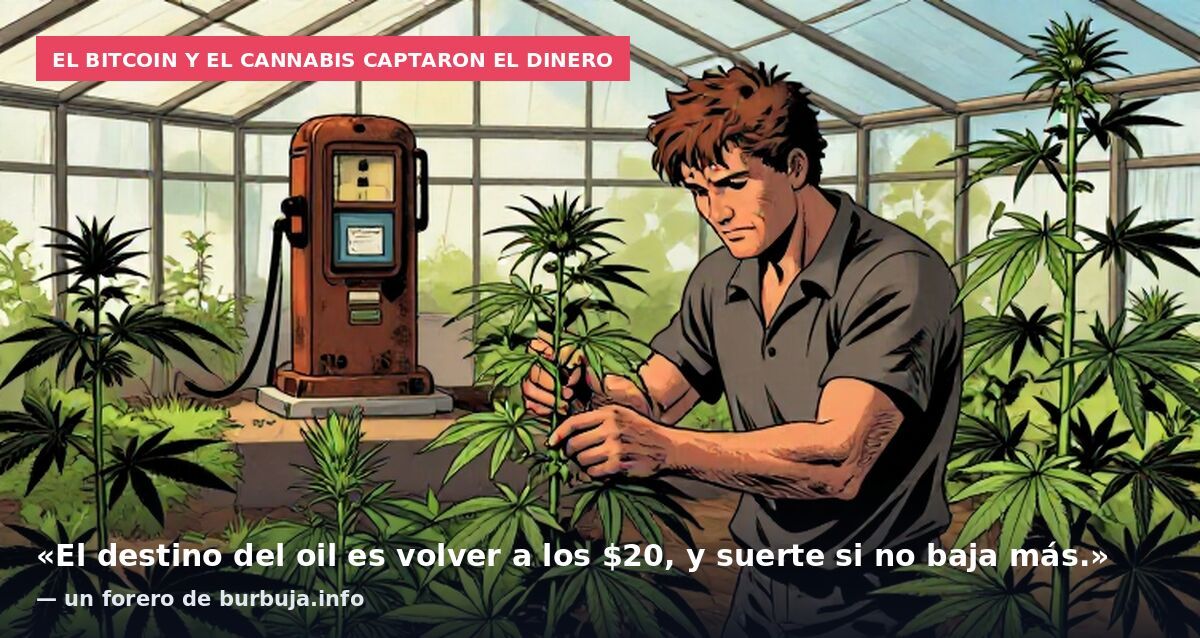 El Bitcoin y el cannabis captaron el dinero: «El destino del oil es volver a los , y suerte si no baja más.» — un forero de burbuja.info