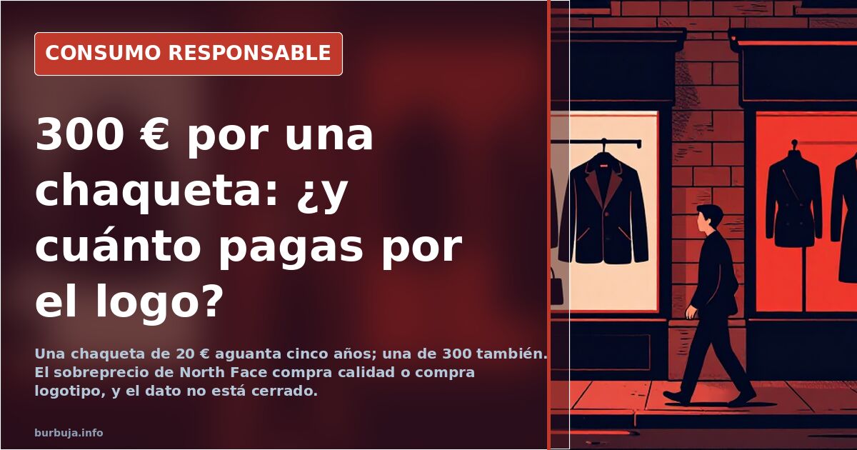 Chaquetas de invierno North Face colgadas en una tienda junto a modelos Quechua de Decathlon