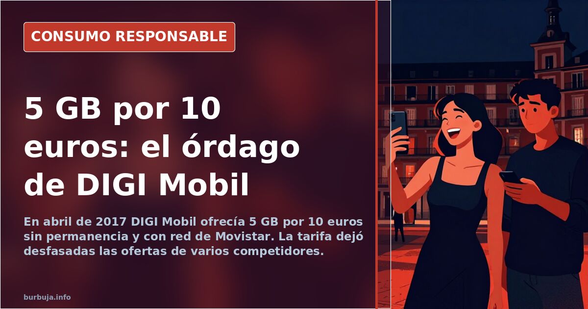 Tarifas de DIGI Mobil en España con 5 GB por 10 euros y cobertura de la red de Movistar