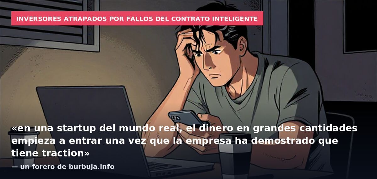 Inversores atrapados por fallos del contrato inteligente: «en una startup del mundo real, el dinero en grandes cantidades empieza a entrar una vez que la empresa ha demostrado que tiene traction» — un forero de burbuja.info