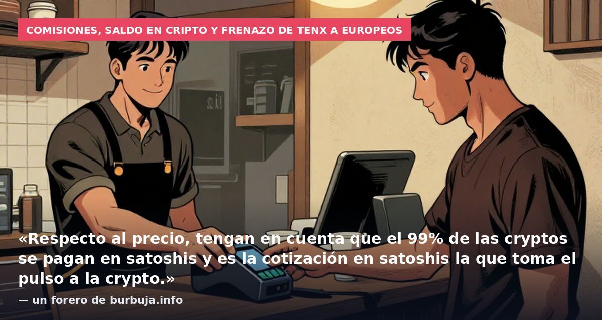 Comisiones, saldo en cripto y frenazo de TenX a europeos: «Respecto al precio, tengan en cuenta que el 99% de las cryptos se pagan en satoshis y es la cotización en satoshis la que toma el pulso a la crypto.» — un forero de burbuja.info