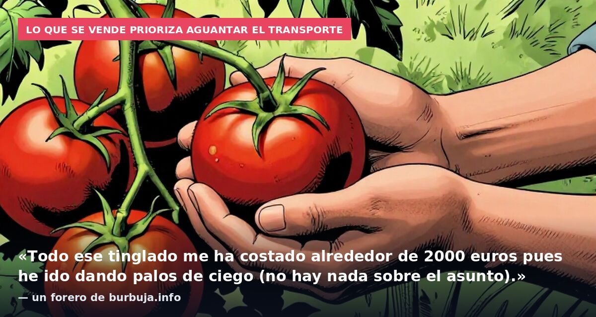 Lo que se vende prioriza aguantar el transporte: «Todo ese tinglado me ha costado alrededor de 2000 euros pues he ido dando palos de ciego (no hay nada sobre el asunto).» — un forero de burbuja.info
