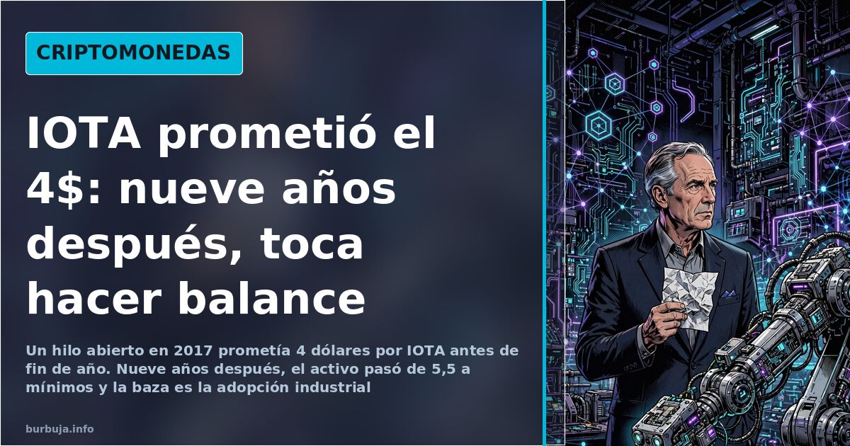 Ilustración digital de una red IOTA con nodos luminosos y conexiones de circuitos representando el internet de las cosas y el