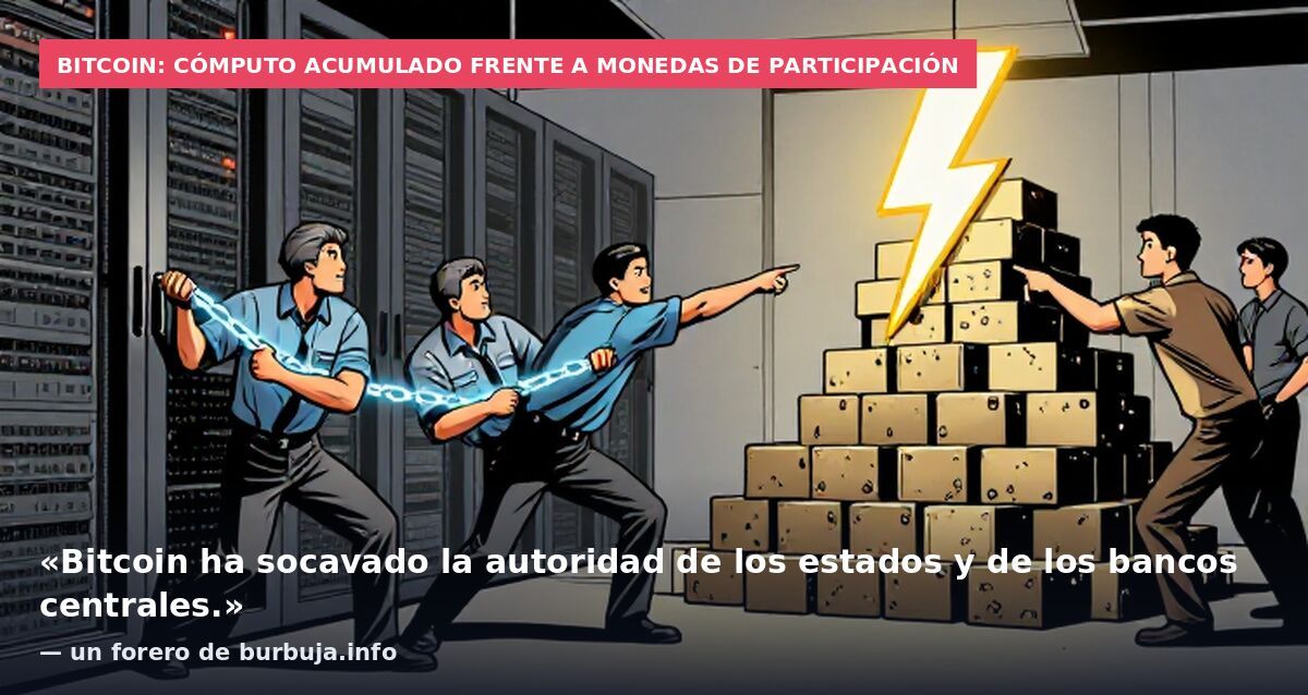 Bitcoin: cómputo acumulado frente a monedas de participación: «Bitcoin ha socavado la autoridad de los estados y de los bancos centrales.» — un forero de burbuja.info