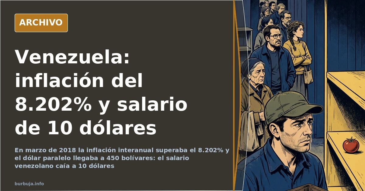 Billetes de bolívares venezolanos apilados sobre fondo oscuro con una línea de inflación ascendente en gráfico económico