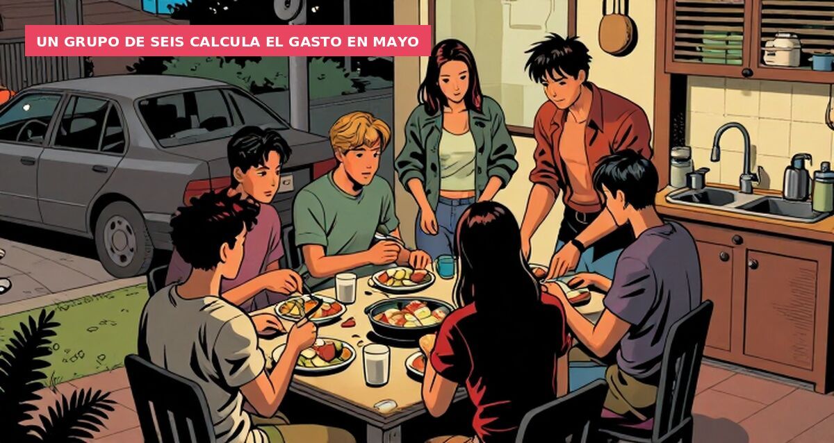 Un grupo de seis calcula el gasto en mayo