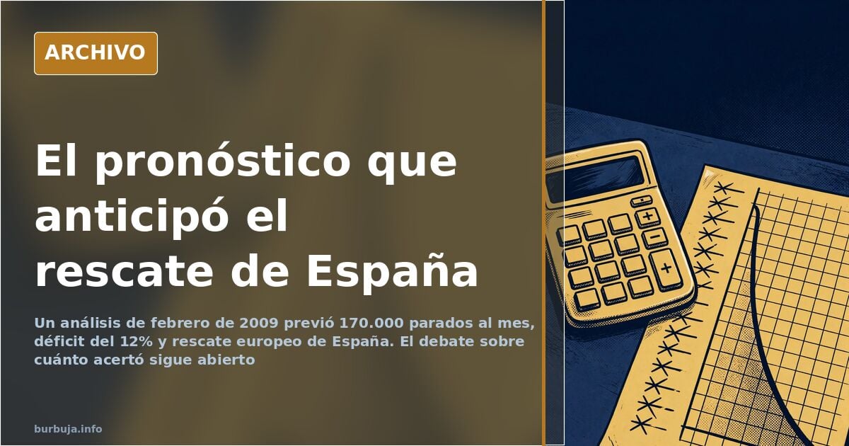 Ilustración editorial de una calculadora sobre una curva descendente de empleo, en azul marino y dorado
