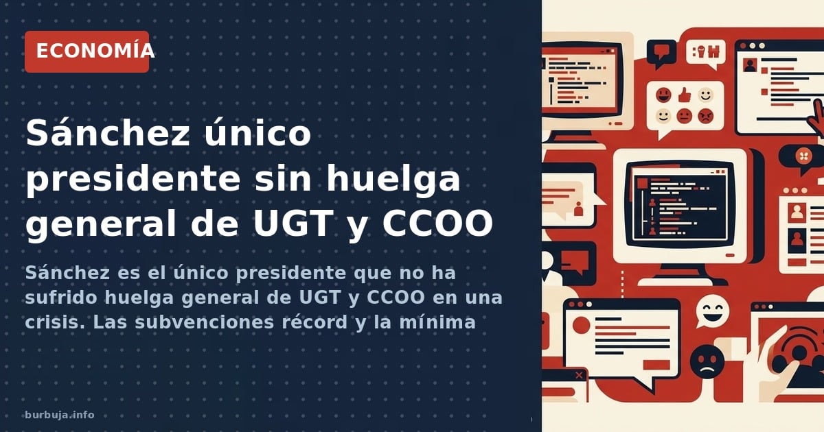 Sánchez es el único presidente que no ha sufrido huelga general de UGT y CCOO en una crisis. Las subvenciones récord y la mín