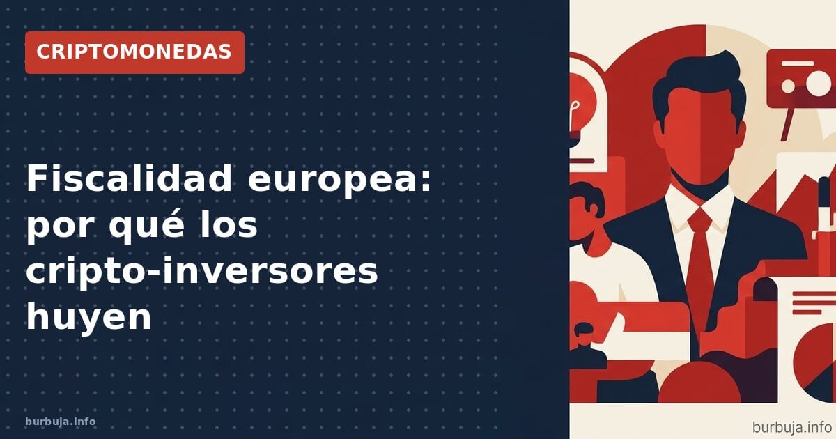Nodos blockchain sobre un mapa de Europa con flujos cian y violeta que representan capital cruzando fronteras fiscales