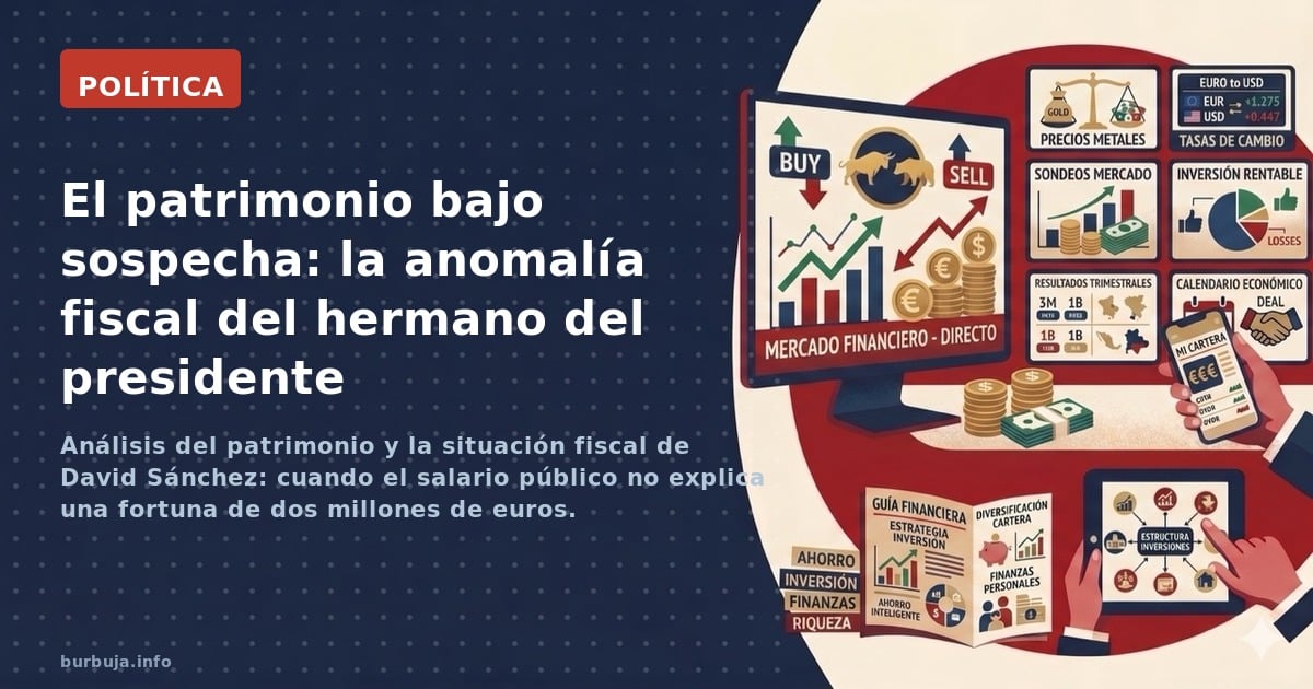 Ilustración editorial de David Sánchez junto a un chalet portugués y documentos de residencia fiscal