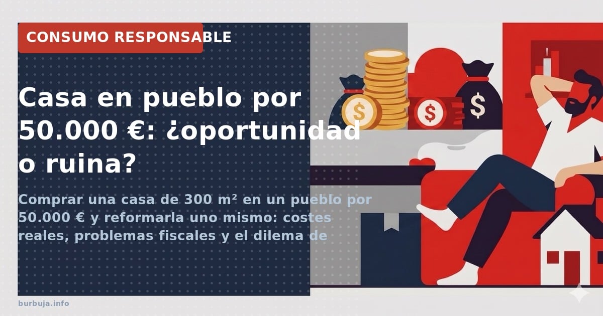 Comprar una casa de 300 m² en un pueblo por 50.000 € y reformarla uno mismo: costes reales, problemas fiscales y el dilema de