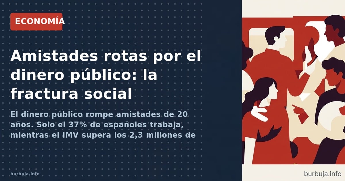El dinero público rompe amistades de 20 años. Solo el 37% de españoles trabaja, mientras el IMV supera los 2,3 millones de be