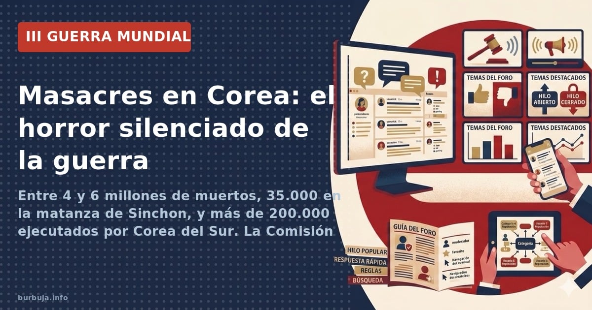 Entre 4 y 6 millones de muertos, 35.000 en la matanza de Sinchon, y más de 200.000 ejecutados por Corea del Sur. La Comisión 