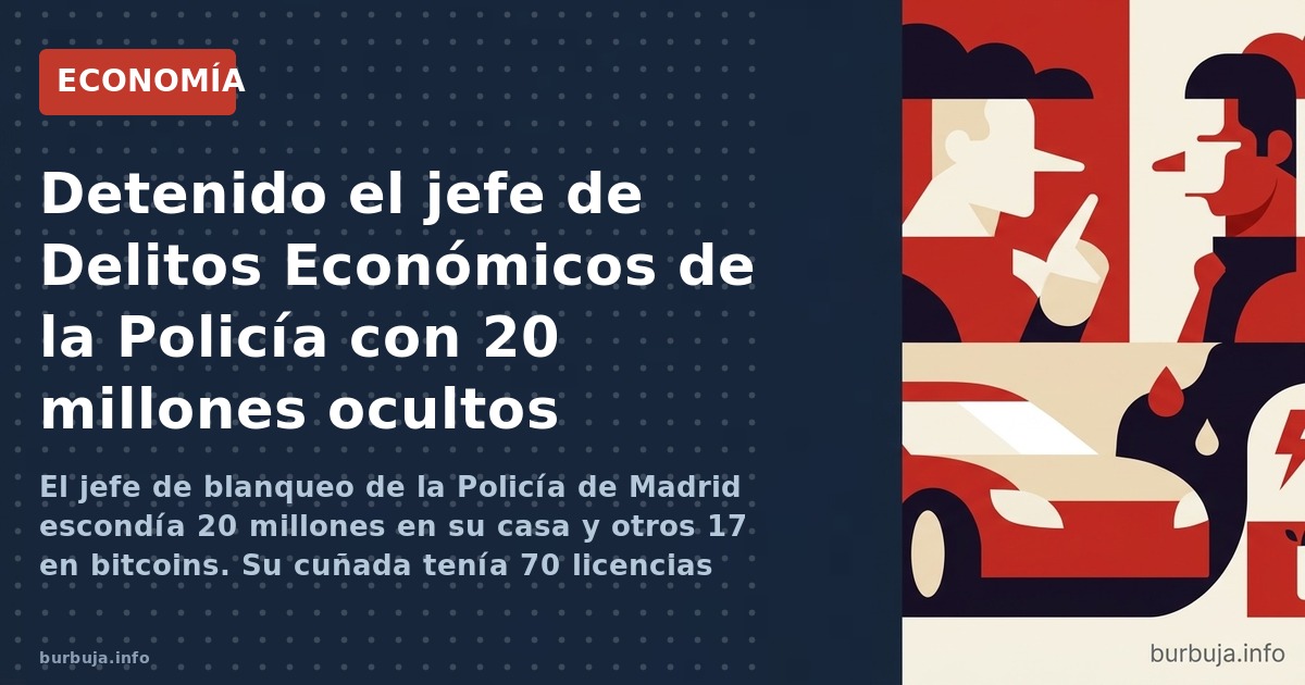 El jefe de blanqueo de la Policía de Madrid escondía 20 millones en su casa y otros 17 en bitcoins. Su cuñada tenía 70 licenc