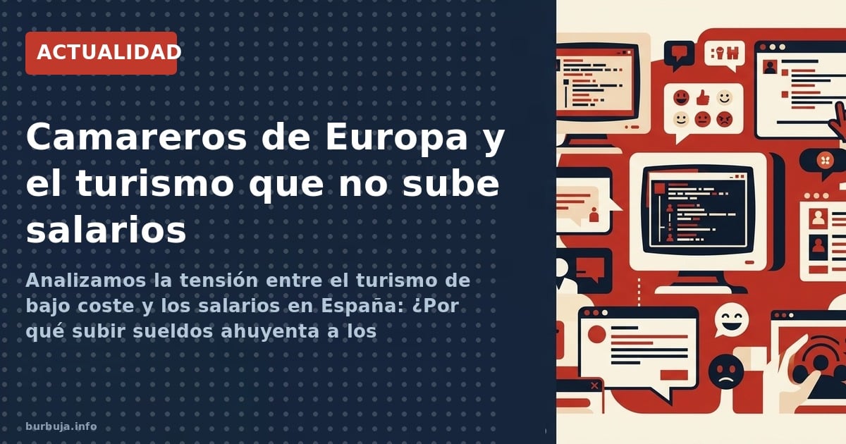 Turistas en una terraza española con camareros sirviendo bebidas