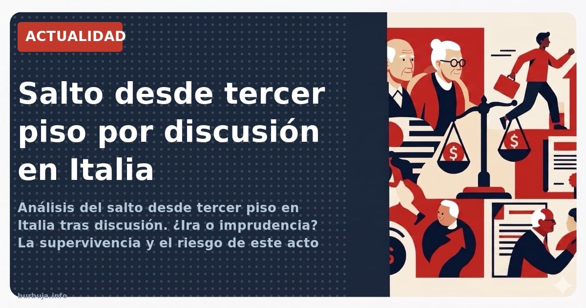 Análisis del salto desde tercer piso en Italia tras discusión. ¿Ira o imprudencia? La supervivencia y el riesgo de este acto 