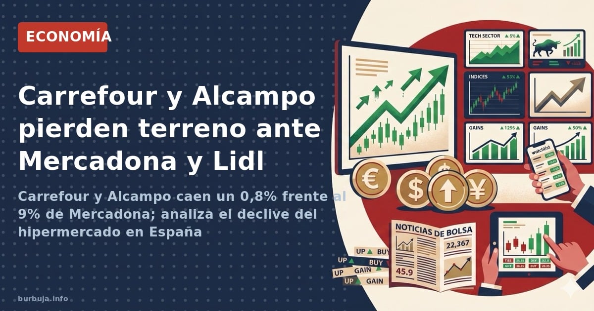 Carrefour y Alcampo caen un 0,8% frente al 9% de Mercadona; analiza el declive del hipermercado en España