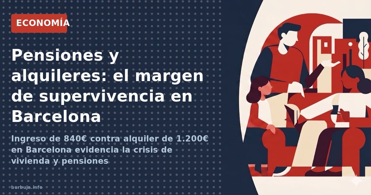 Ingreso de 840€ contra alquiler de 1.200€ en Barcelona evidencia la crisis de vivienda y pensiones