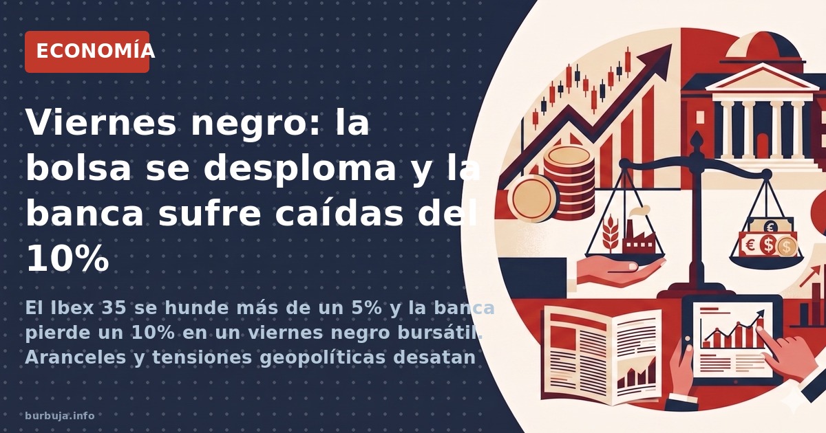 El Ibex 35 se hunde más de un 5% y la banca pierde un 10% en un viernes negro bursátil. Aranceles y tensiones geopolíticas de