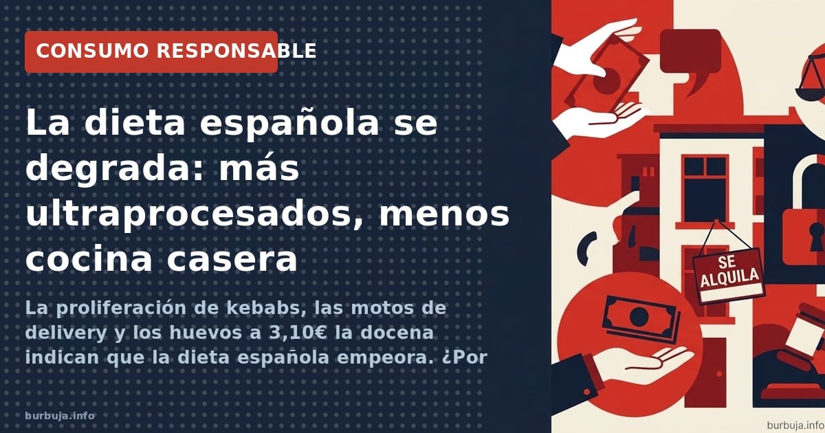 La proliferación de kebabs, las motos de delivery y los huevos a 3,10€ la docena indican que la dieta española empeora. ¿Por 