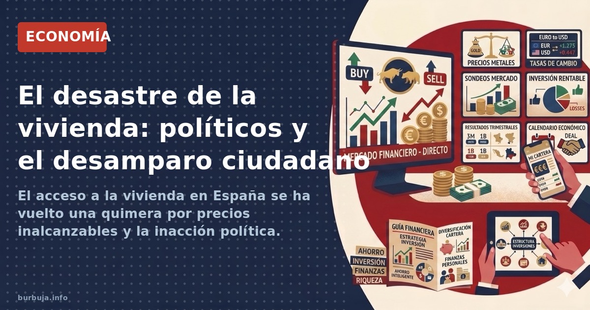 El acceso a la vivienda en España se ha vuelto una quimera por precios inalcanzables y la inacción política. Analizamos las c