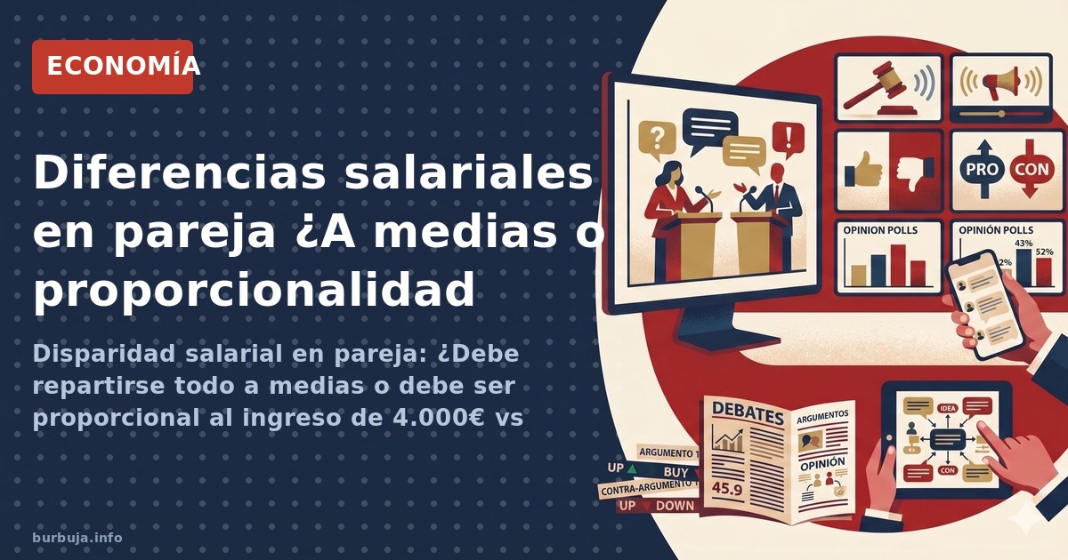 Disparidad salarial en pareja: ¿Debe repartirse todo a medias o debe ser proporcional al ingreso de 4.000€ vs 1.800€?