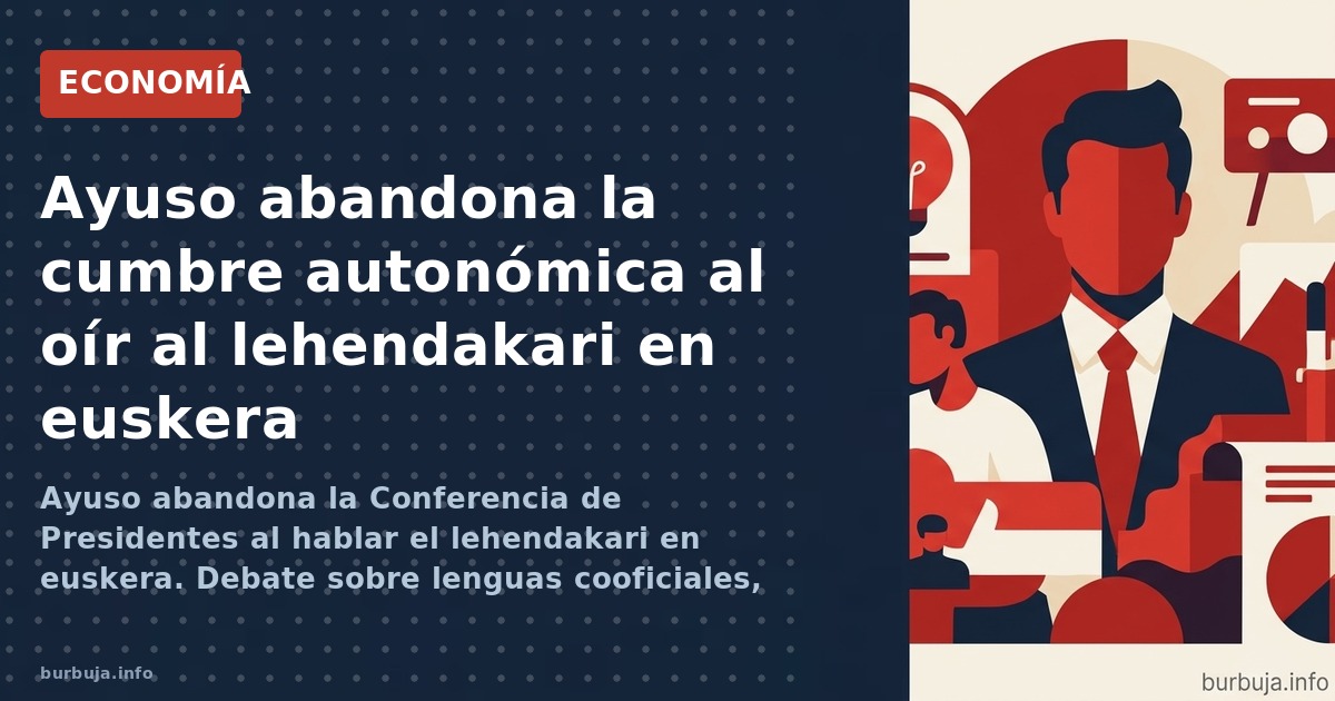 Ayuso abandona la Conferencia de Presidentes al hablar el lehendakari en euskera. Debate sobre lenguas cooficiales, respeto i
