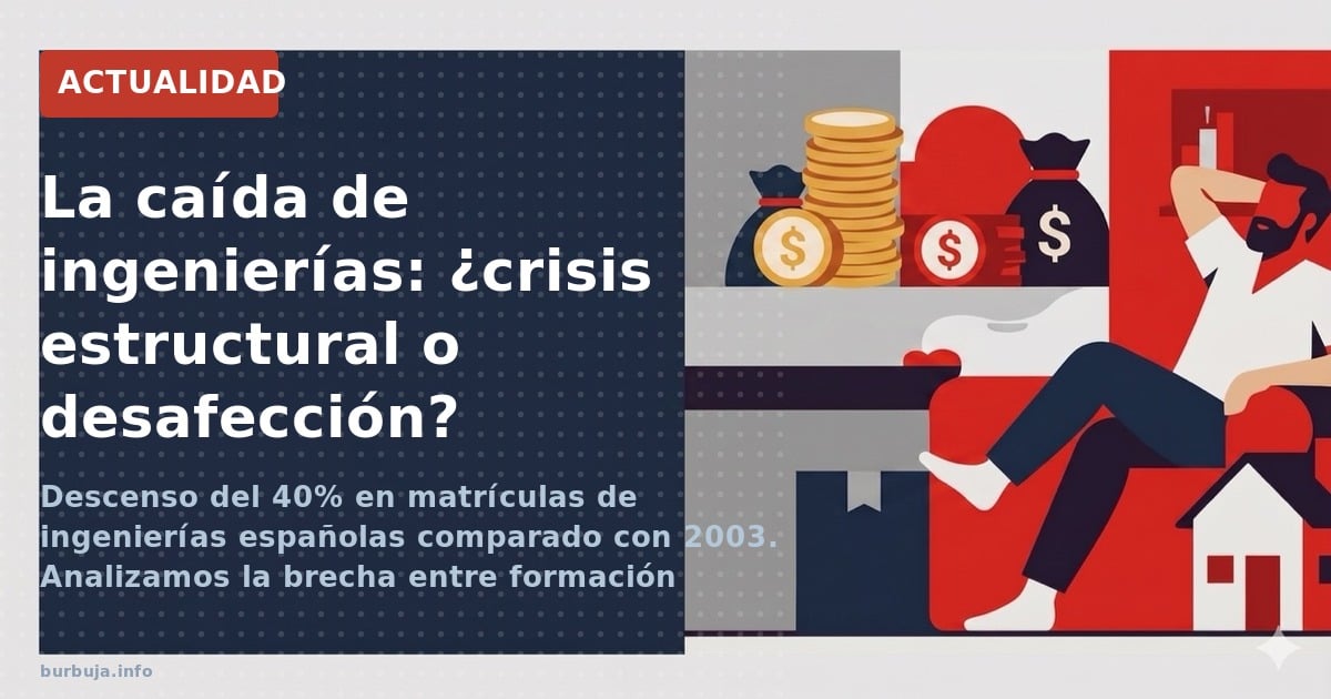 Descenso del 40% en matrículas de ingenierías españolas comparado con 2003. Analizamos la brecha entre formación técnica y op
