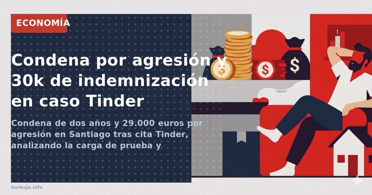 Condena de dos años y 29.000 euros por agresión en Santiago tras cita Tinder, analizando la carga de prueba y vulnerabilidad.