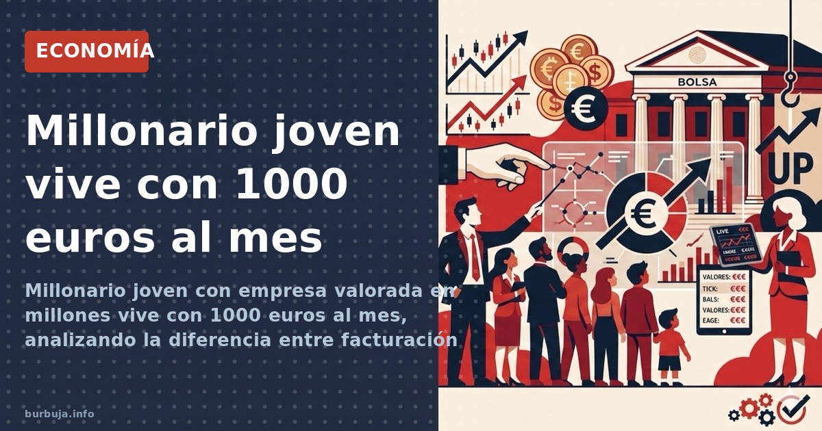 Millonario joven con empresa valorada en millones vive con 1000 euros al mes, analizando la diferencia entre facturación y pa