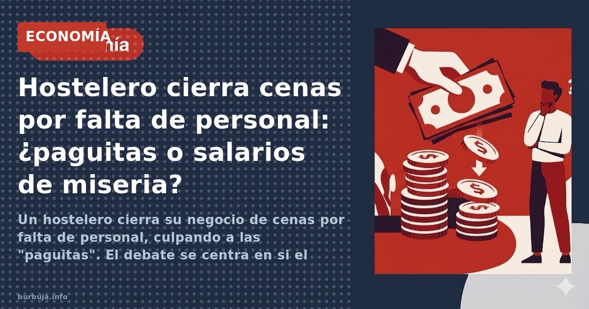 Un hostelero cierra su negocio de cenas por falta de personal, culpando a las "paguitas". El debate se centra en si el proble
