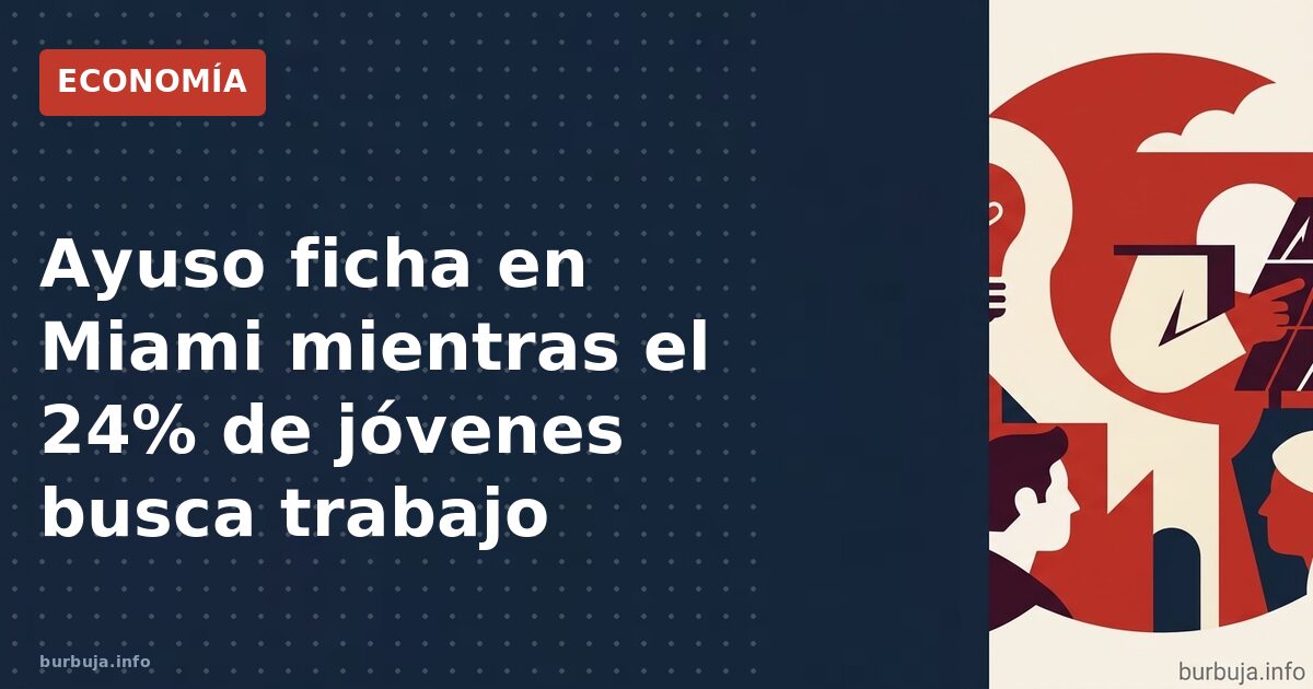 Ayuso ficha en Miami mientras el 24% de jóvenes busca trabajo