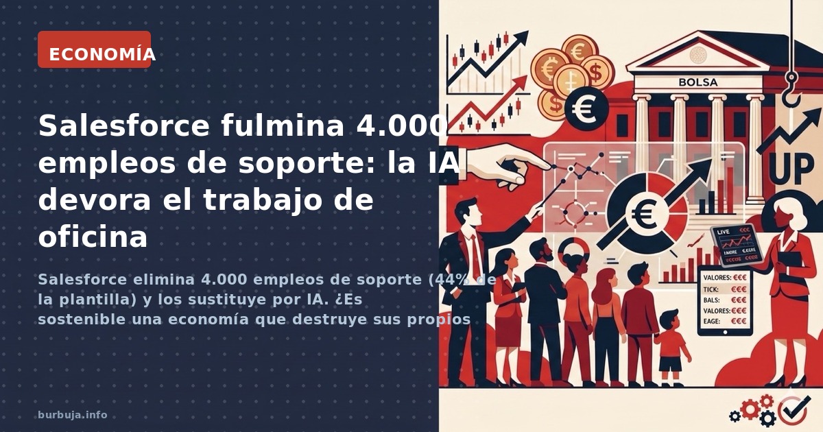 Salesforce elimina 4.000 empleos de soporte (44% de la plantilla) y los sustituye por IA. ¿Es sostenible una economía que des