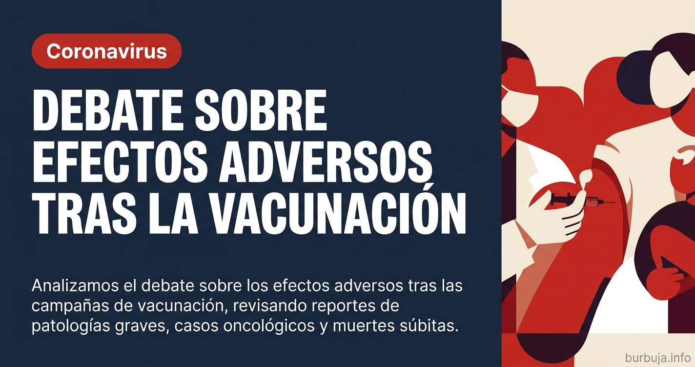 Montaje gráfico con listas de nombres, edades y gráficos de mortalidad sobre el recuento de muertes súbitas vinculadas a la v
