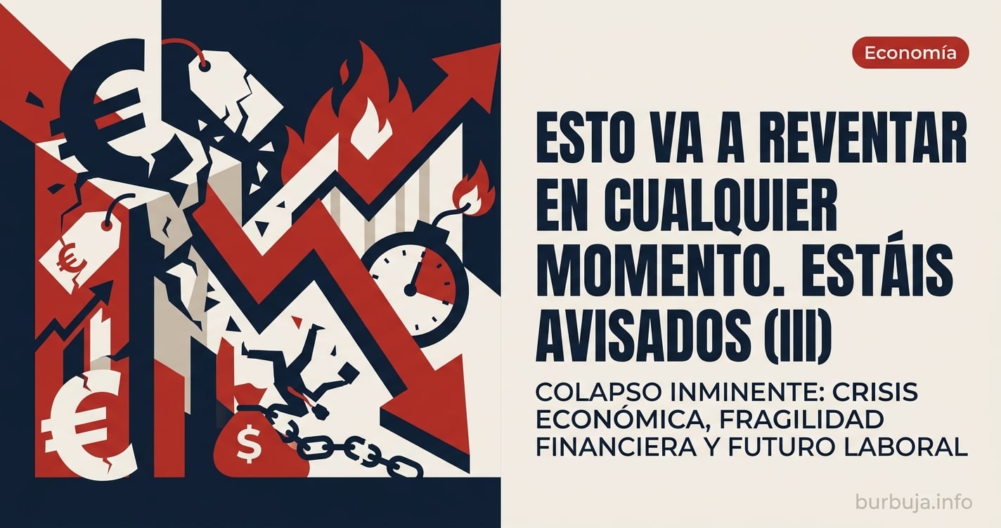 Ilustración editorial con gráficos bursátiles en descenso, monedas apiladas y una refinería junto a un estrecho marítimo bloq