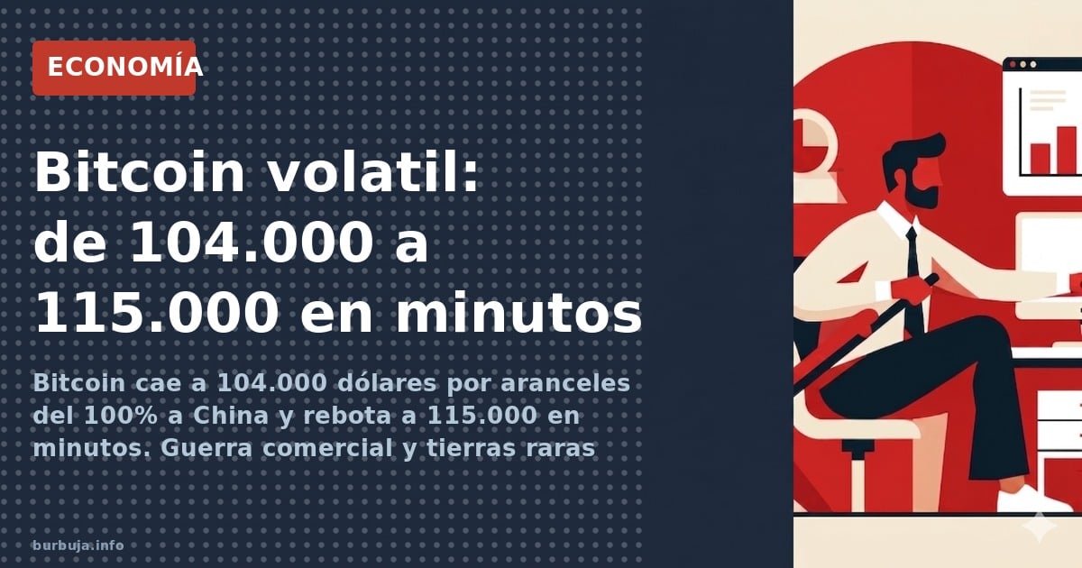 Bitcoin cae a 104.000 dólares por aranceles del 100% a China y rebota a 115.000 en minutos. Guerra comercial y tierras raras 