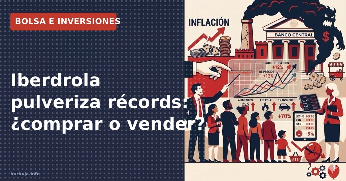 Gráfico de velas de la cotización de Iberdrola en una terminal financiera con máximos históricos marcados en verde