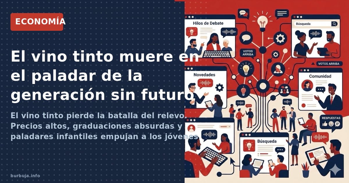 El vino tinto pierde la batalla del relevo. Precios altos, graduaciones absurdas y paladares infantiles empujan a los jóvenes