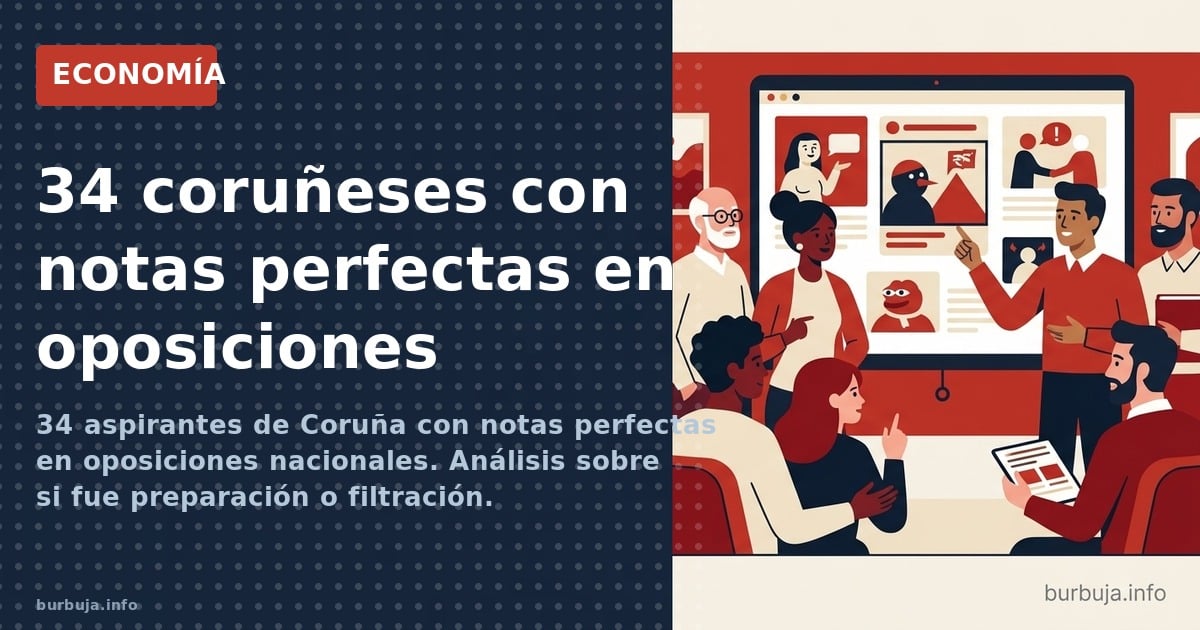 34 aspirantes de Coruña con notas perfectas en oposiciones nacionales. Análisis sobre si fue preparación o filtración.