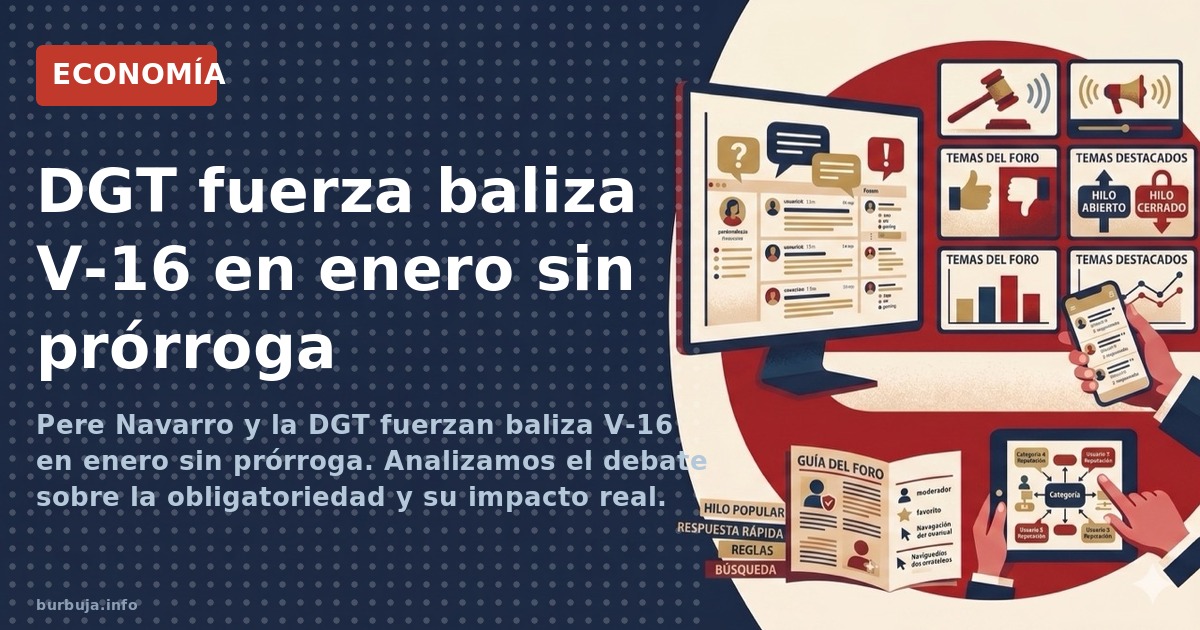 Pere Navarro y la DGT fuerzan baliza V-16 en enero sin prórroga. Analizamos el debate sobre la obligatoriedad y su impacto re