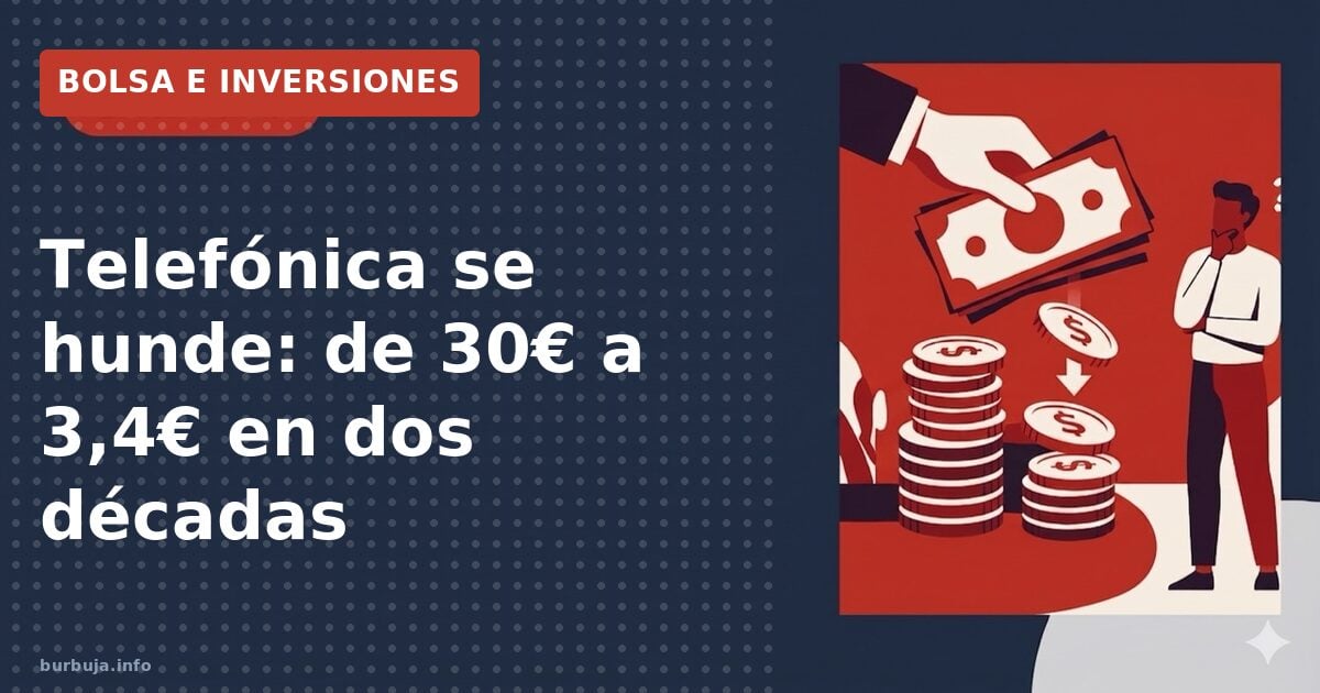 Telefónica se hunde: de 30€ a 3,4€ en dos décadas