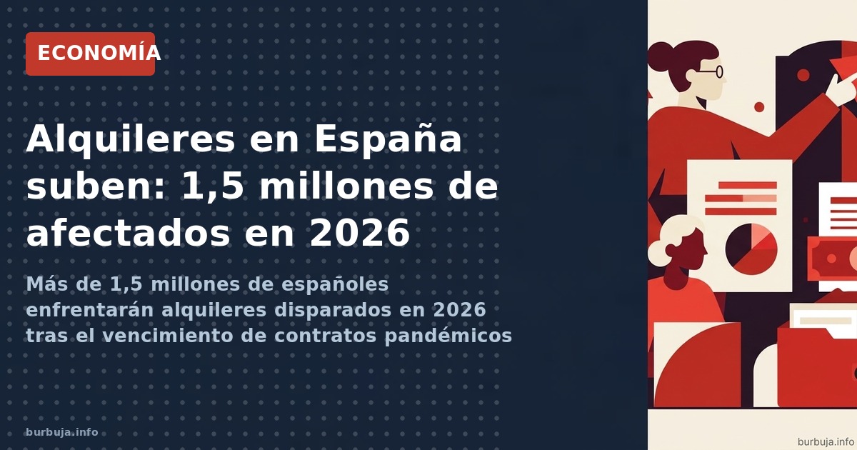 Más de 1,5 millones de españoles enfrentarán alquileres disparados en 2026 tras el vencimiento de contratos pandémicos