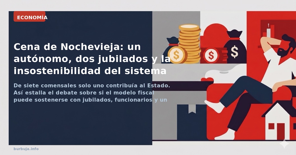 Cena de Nochevieja con 2 jubilados, 3 funcionarios, un niño y un autónomo. ¿Es sostenible que solo uno cotice? El debate en B