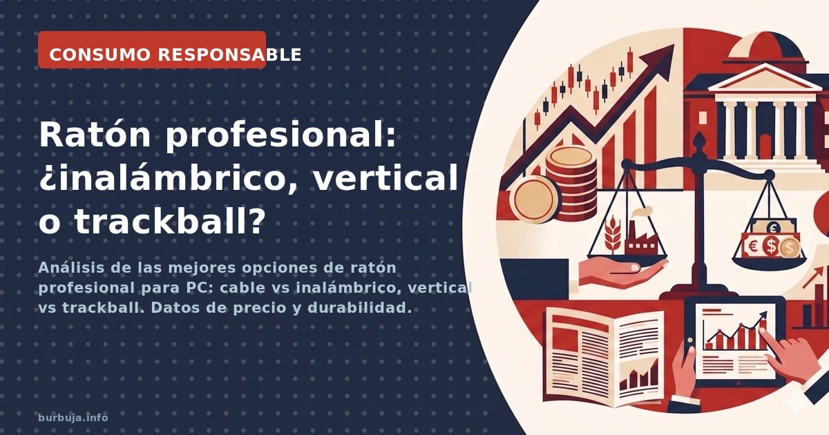 Análisis de las mejores opciones de ratón profesional para PC: cable vs inalámbrico, vertical vs trackball. Datos de precio y
