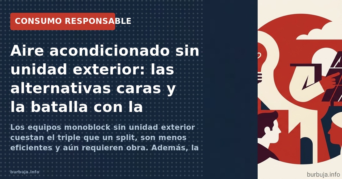 Los equipos monoblock sin unidad exterior cuestan el triple que un split, son menos eficientes y aún requieren obra. Además, 