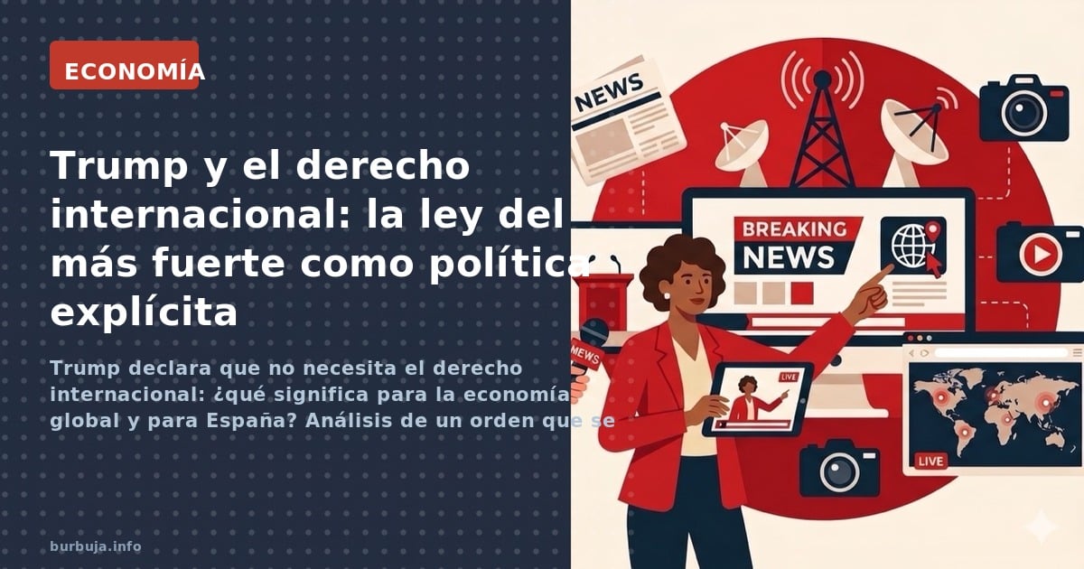 Donald Trump en un discurso ante la bandera de EEUU, en el contexto del debate sobre derecho internacional y aranceles