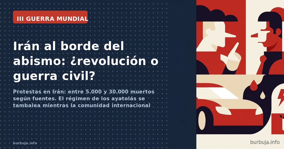 Protestas en Irán: entre 5.000 y 30.000 muertos según fuentes. El régimen de los ayatolás se tambalea mientras la comunidad i