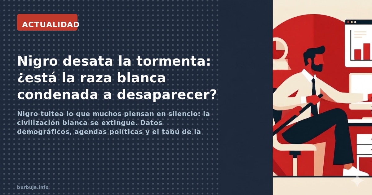 Nigro tuitea lo que muchos piensan en silencio: la civilización blanca se extingue. Datos demográficos, agendas políticas y e