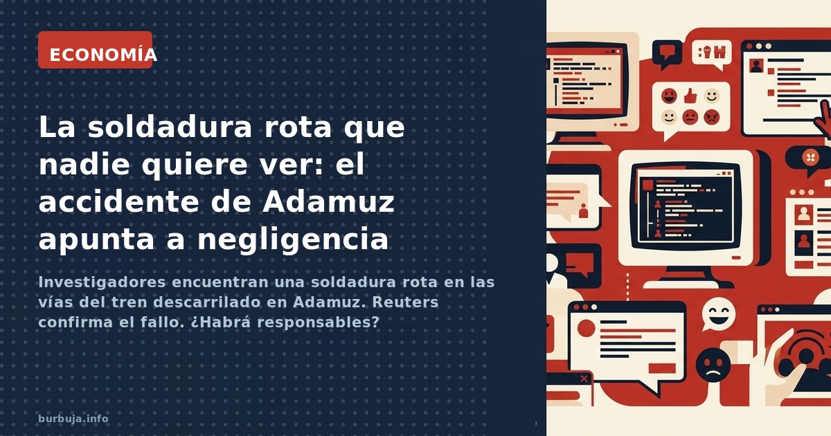 Investigadores encuentran una soldadura rota en las vías del tren descarrilado en Adamuz. Reuters confirma el fallo. ¿Habrá r